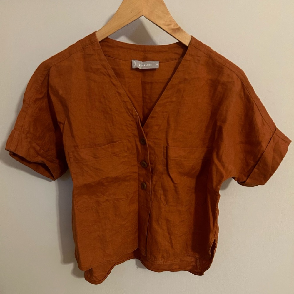 Everlane sienna linen button front blouse